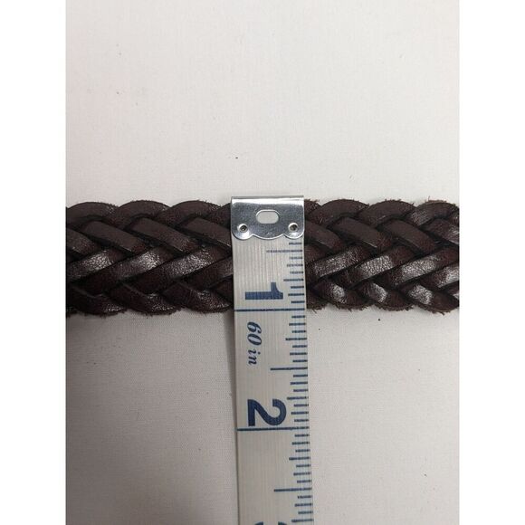 Vintage Limited Brown Woven Leather Silvertone Buckle Belt, SM - Picture 5 of 7